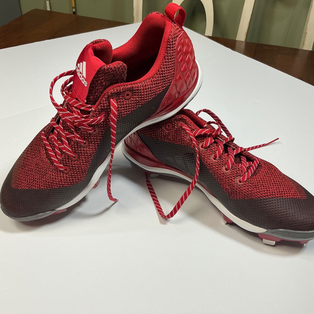 Adidas Baseball Cleats Metal Red Low Top‎ Molded Mens Size 13